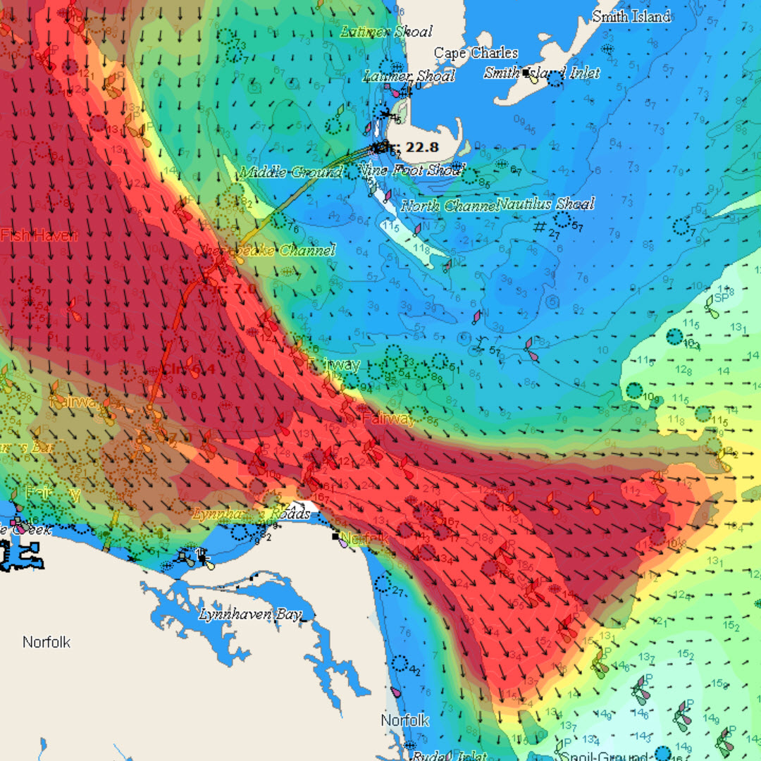 Currents at Chesapeake Entrance