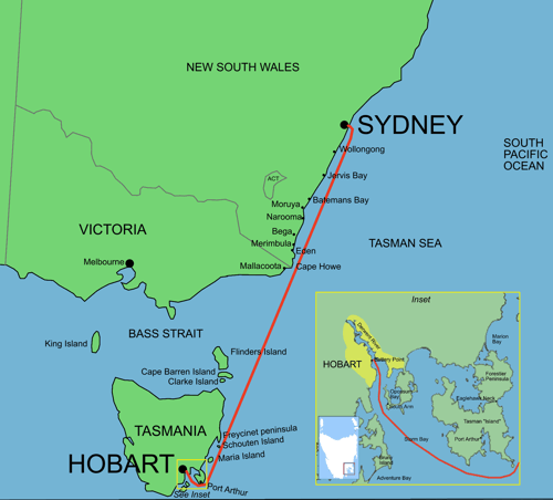 how far is sydney to hobart yacht race