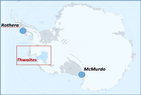 Map showing Thwaites glacier location